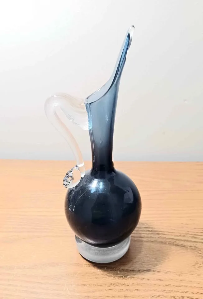 Rare Vtg Hand Crafted Italian Empoli Teal Pitcher thumbnail