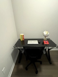 Modern Glass Office Desk + Ergonomic Chair – Excellent Condition