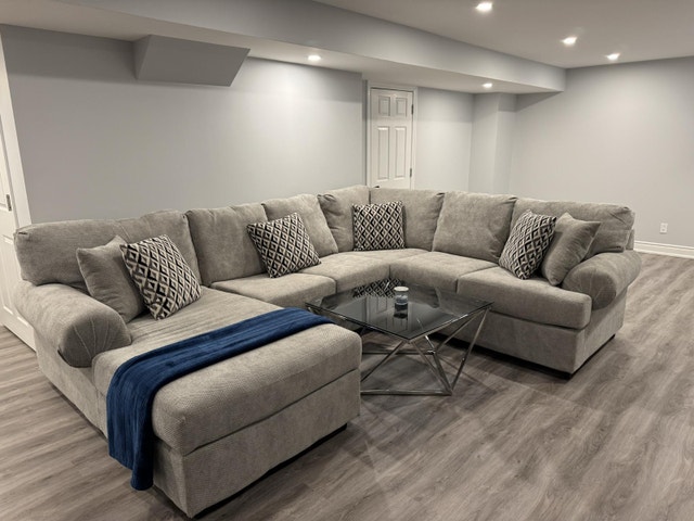 Premium Large Modular Sectional Sofa + Glass Coffee Table
