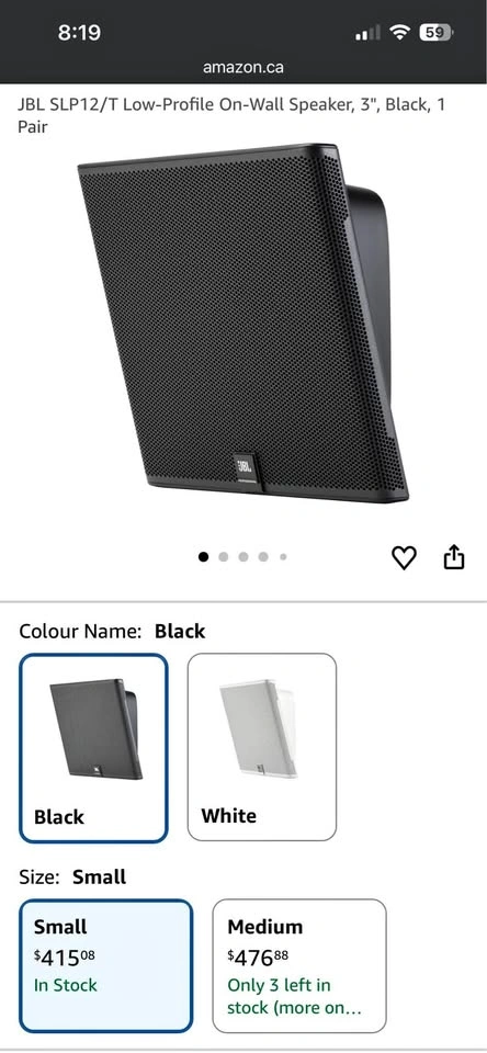 JBL SLP12/T low profile wall speaker