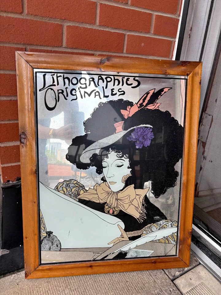 Vintage Lithographies Originales Art Nouveau Mirror