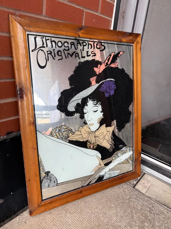 Vintage Lithographies Originales Art Nouveau Mirror - photo 2