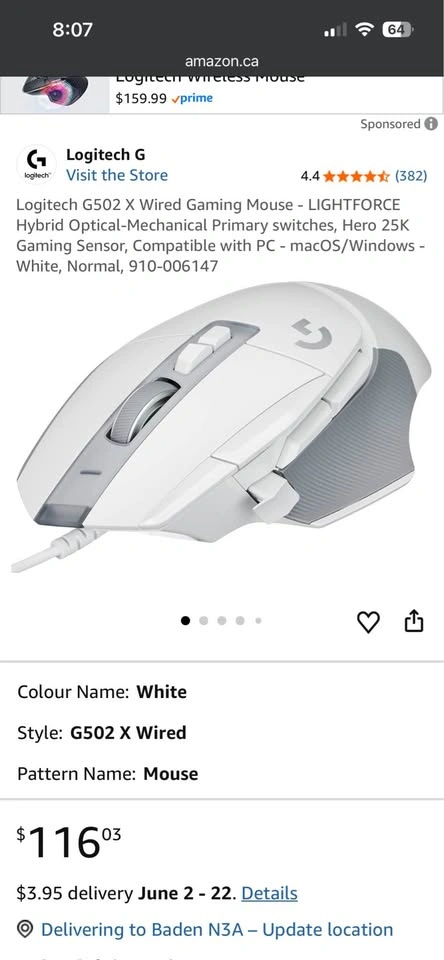 Logitech G502x wired gaming mouse - photo 2