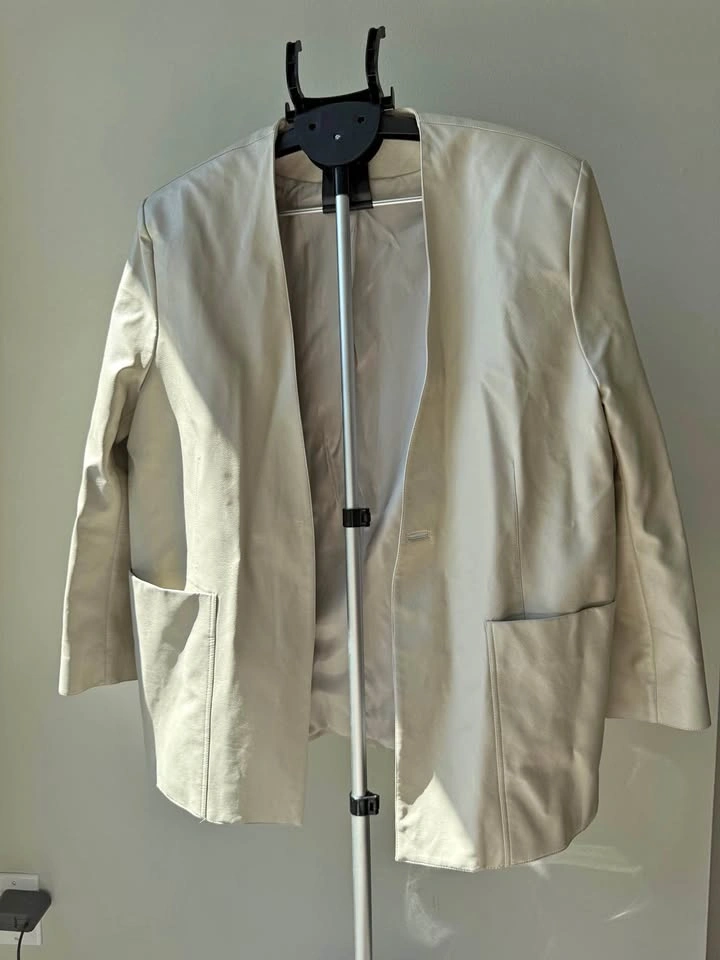 Cream Oversized Eco leather Blazer