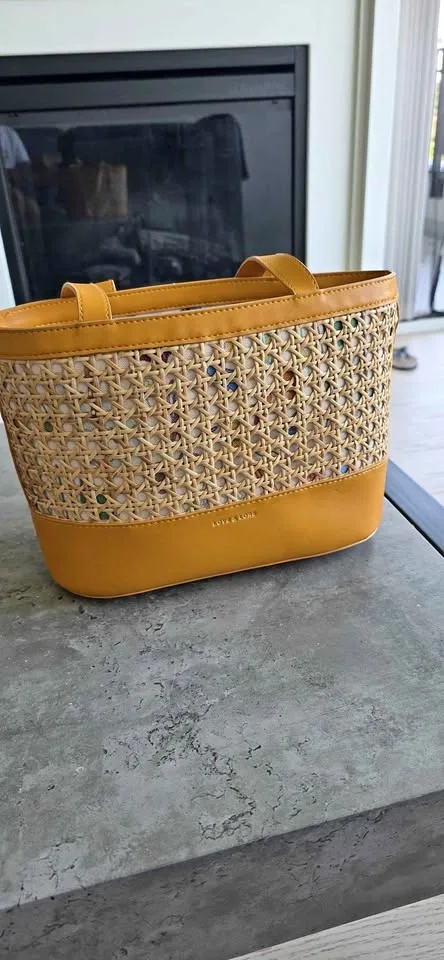 Brand New Love & Lore Rattan Tote Bag with Floral Insert