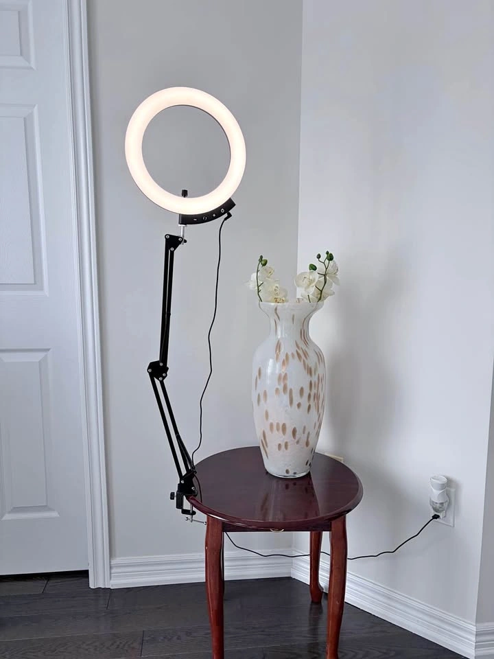 LED Ring Light with Adjustable Scissor Arm Stand