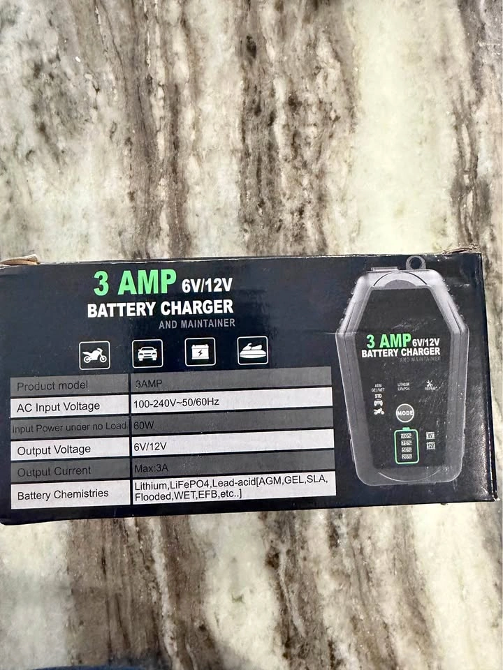 3 AMP 6V/12V Smart Motorcycle Battery Charger & Maintainer