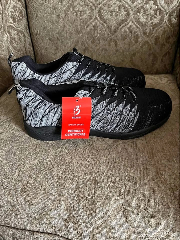 BELILENT Black White Patterned Safety Shoes ⚽️