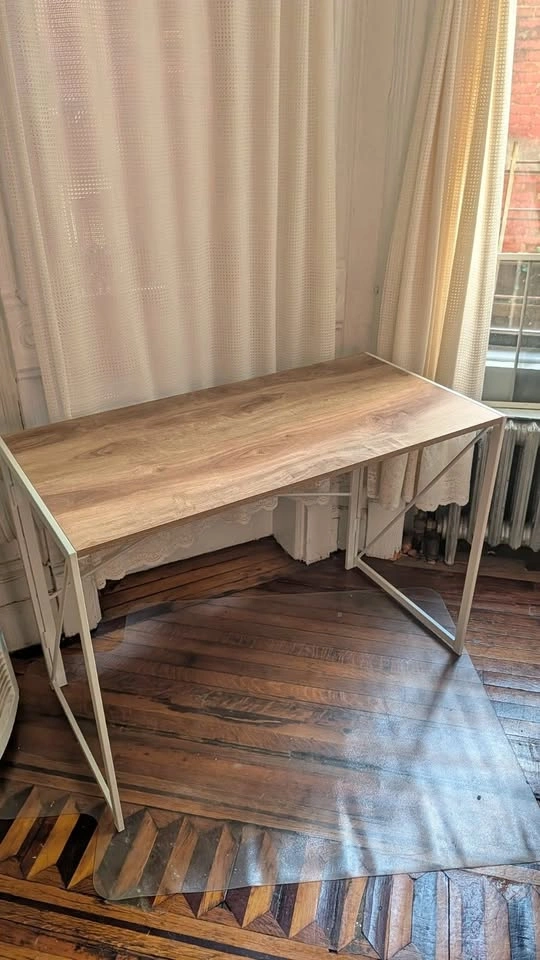 Coavas Folding Desk — Walnut Top / White X-Frame