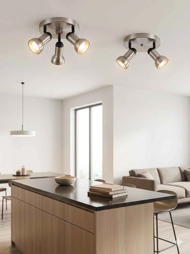 Set of 4 Modern 3-Light Track Lighting Fixtures - Brushed Nickel - photo 2