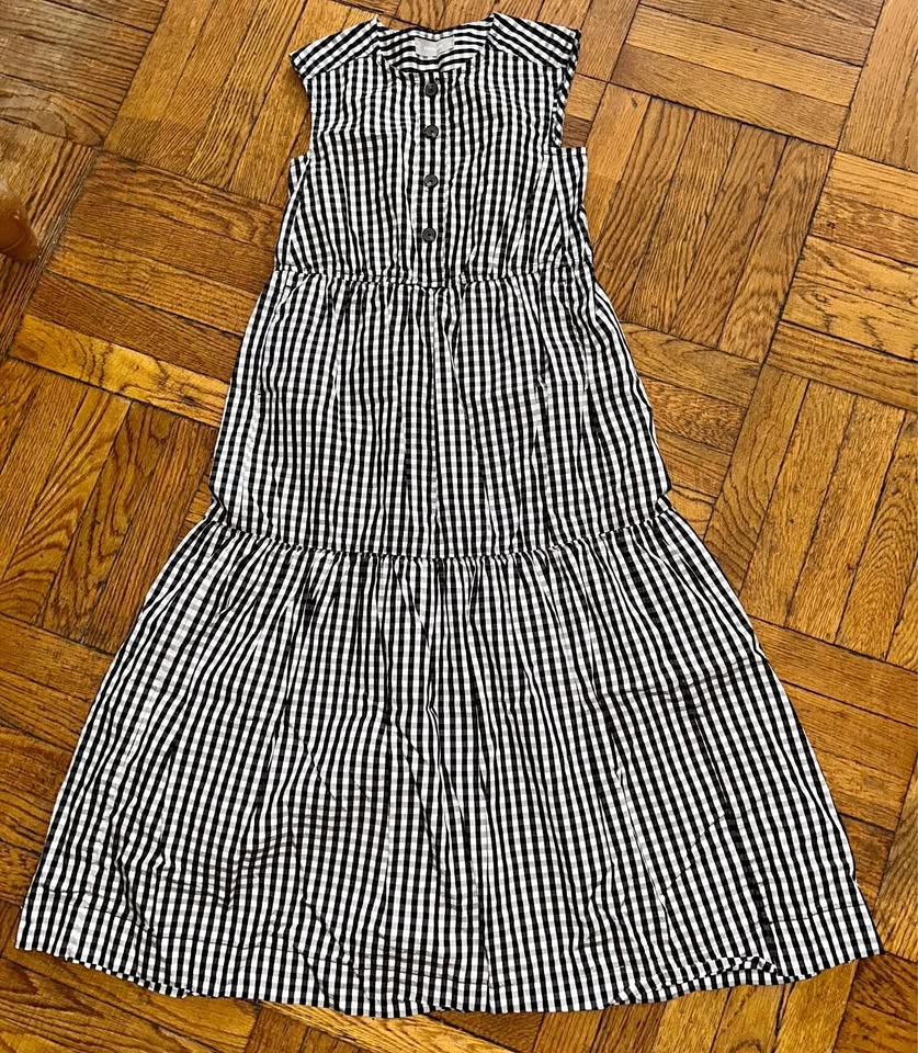 Everlane Black & White Midi Tiered Sleeveless Dress SZ XXS ⚽️