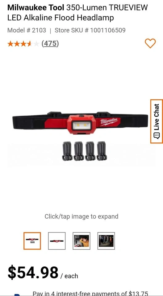 Milwaukee Tool 350-Lumen TRUEVIEW LED Alkaline Flood Headlamp - photo 2