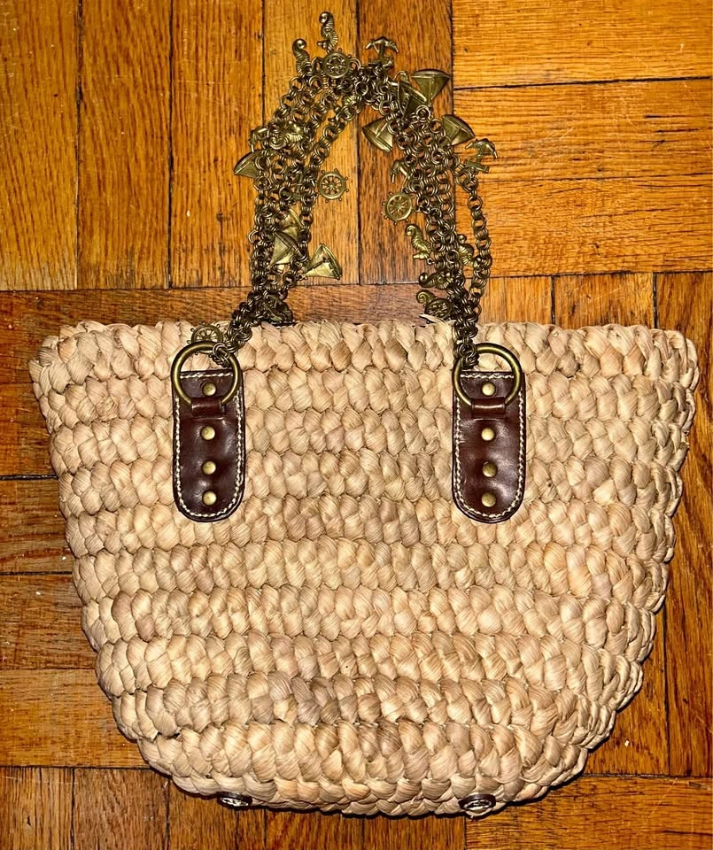 J Crew Woven Straw Shoulder Handbag W Nautical Charms ⚽️