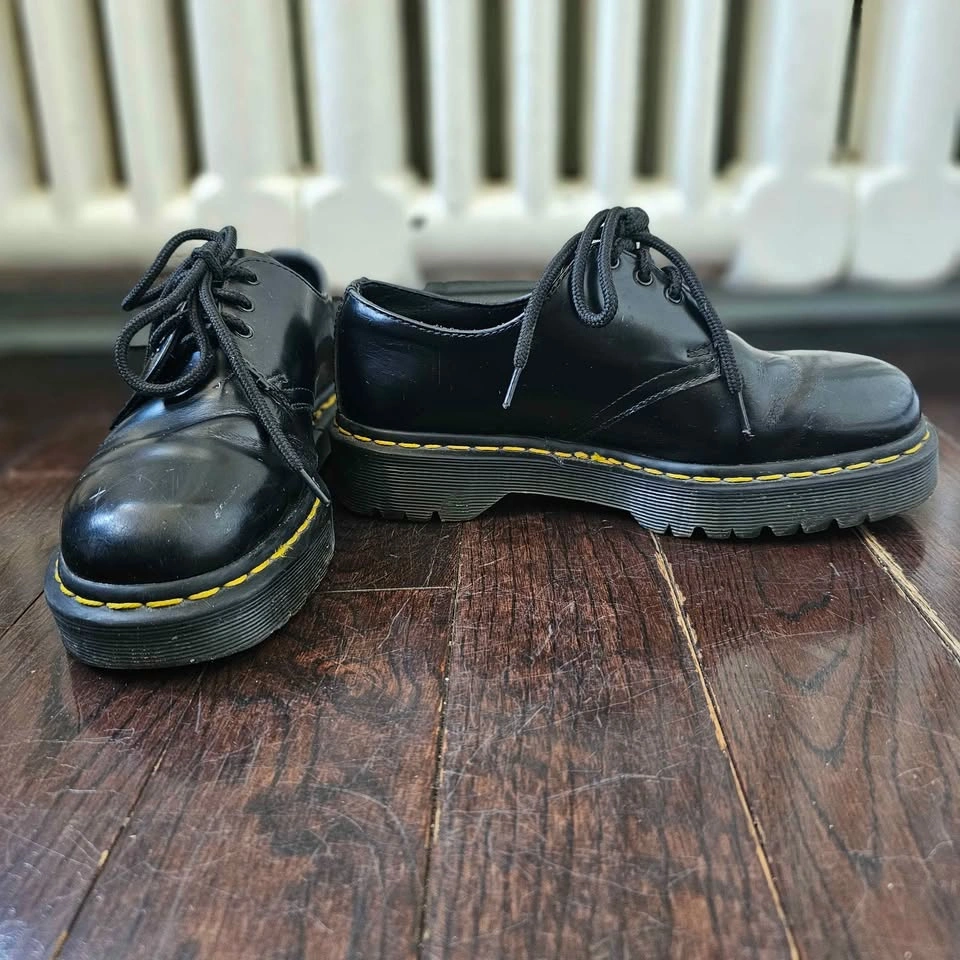 Size 7 Doc Martens 1461 Bex Platform Oxford Shoes Black Leather - photo 4