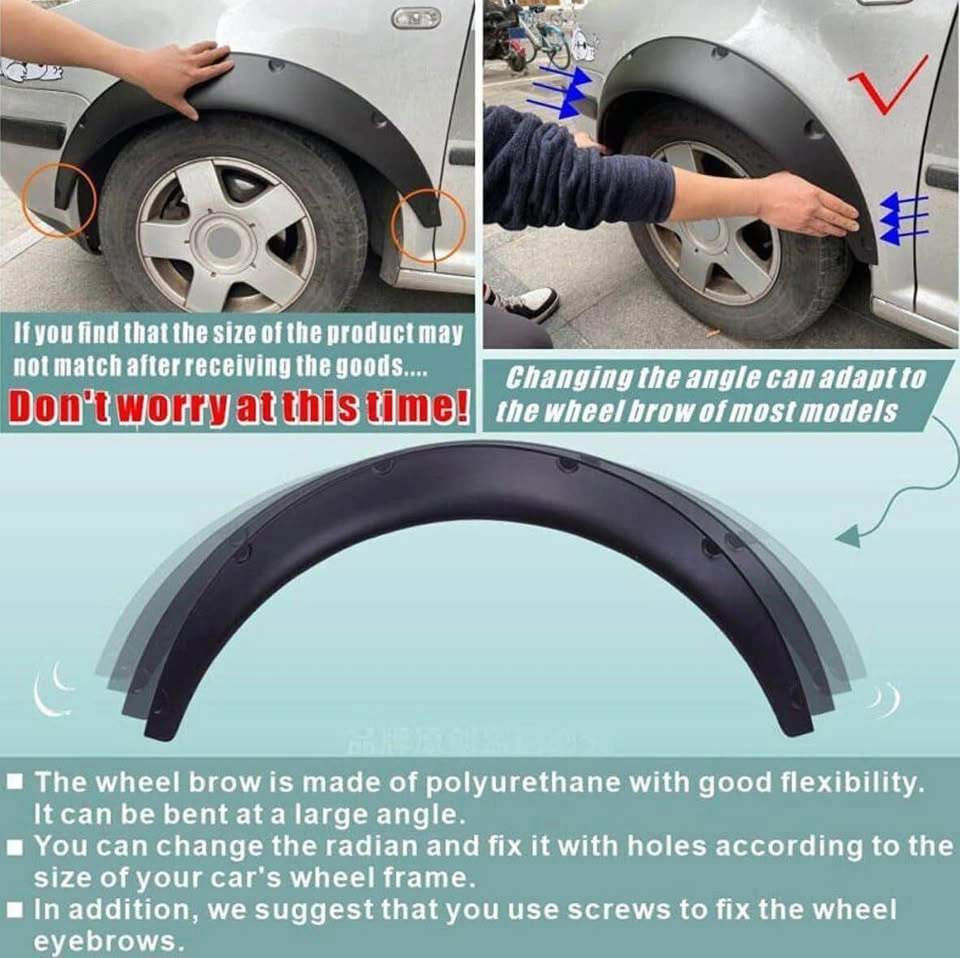 4PCS Black Universal Car Fender Flares Polyurethane - photo 3