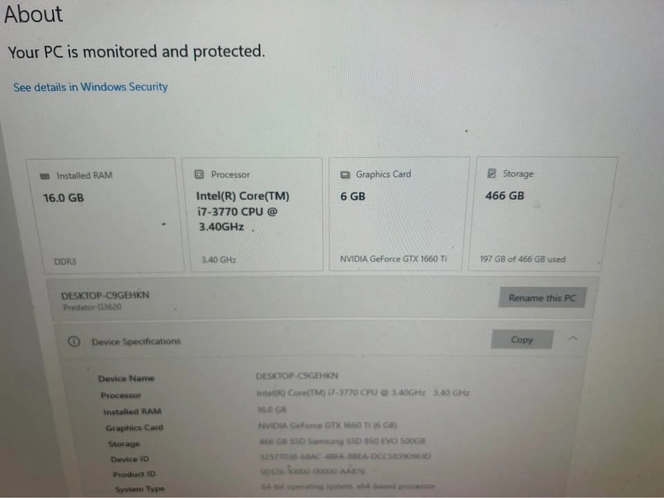 Gaming PC - GTX 1660 Ti 6GB | i7-3770 | 16GB RAM | SSD 425 OBO - photo 4
