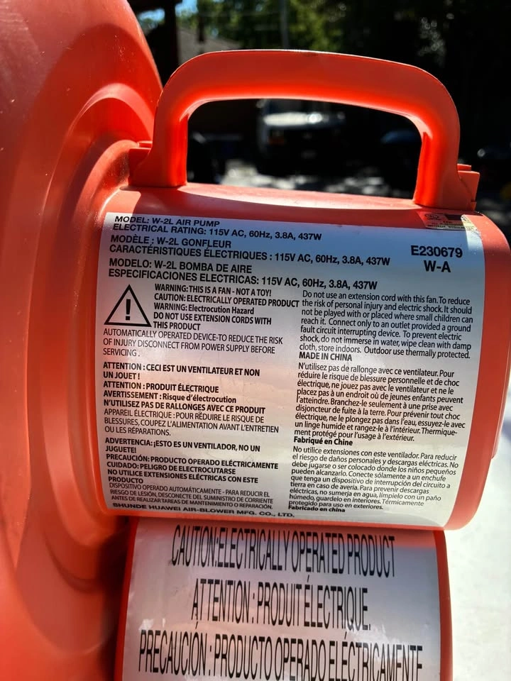 Yard Inflatable Air Blower Model W-2L - photo 3