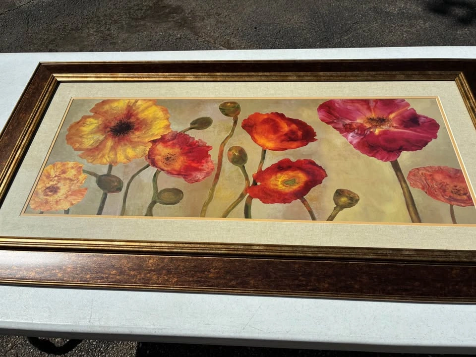 Elise Remender Still Life Flower Painting 25”x47” Framed - photo 2