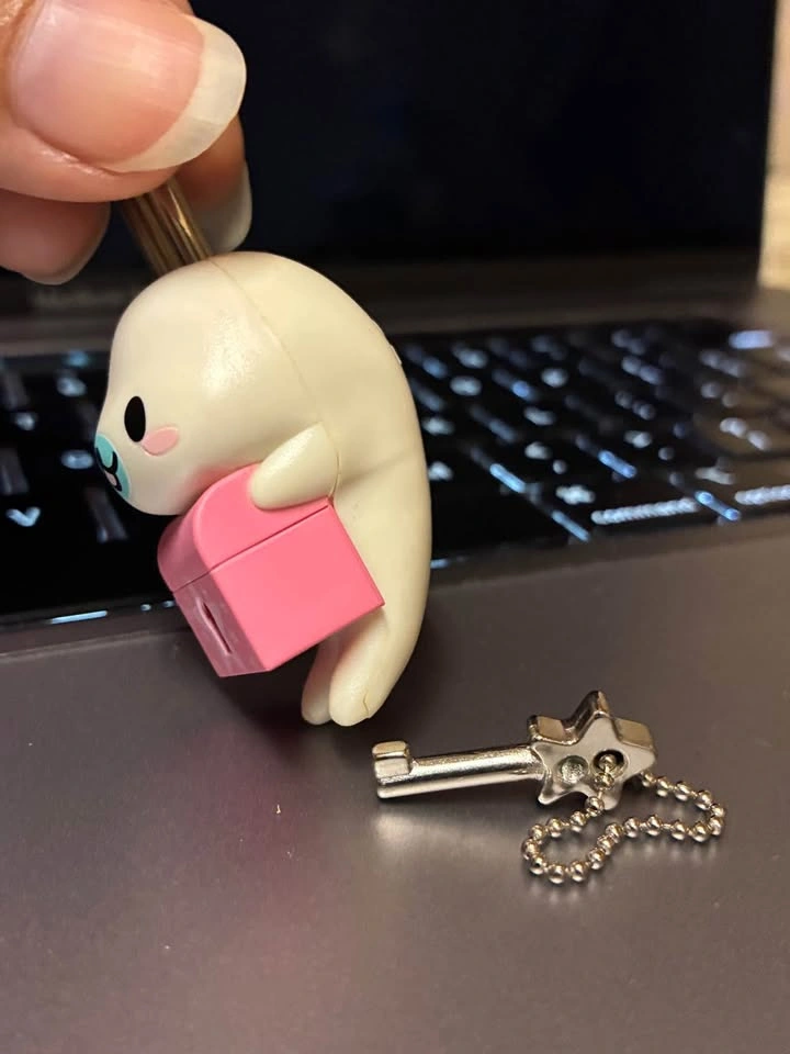 ⚽️ San-X! Vintage Mamegoma treasure lock with gem key charm - photo 4