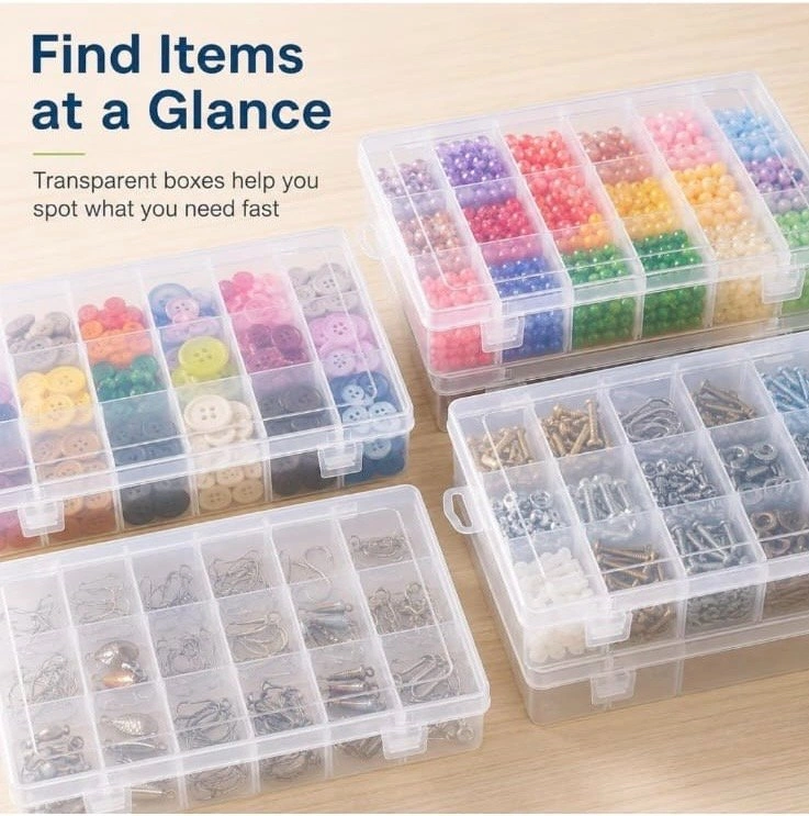 6 Pack 36 Grids Plastic Organizer Box with Dividers - photo 3