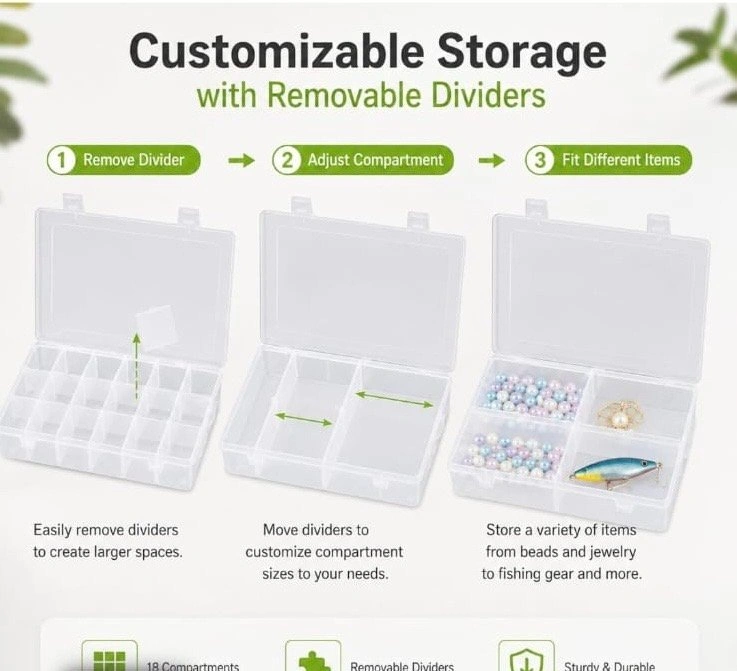 6 Pack 36 Grids Plastic Organizer Box with Dividers - photo 4