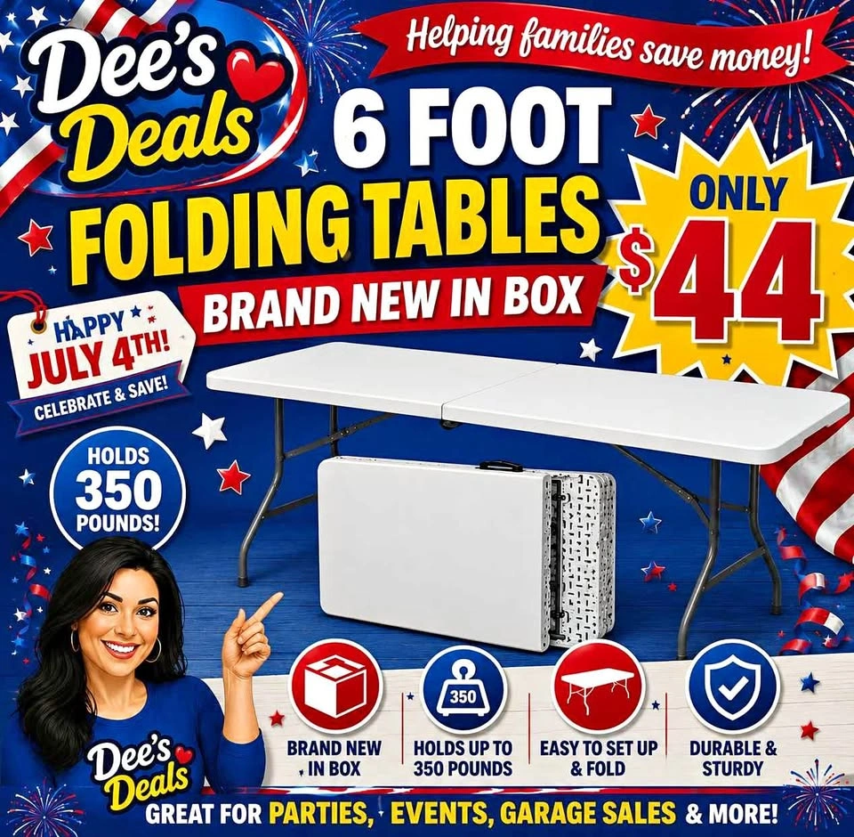 6 foot folding tables BRAND NEW IN BOX ONLY $44