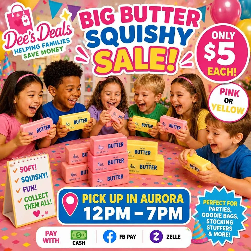 Big Butter Squishy New Pink or Yellow $5 each