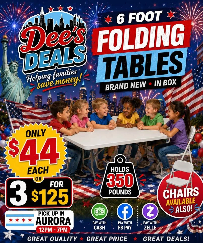 6 foot folding tables BRAND NEW IN BOX ONLY $44 or 3 for $125! - photo 2