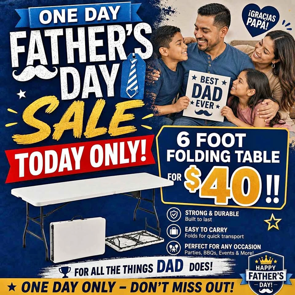 6 foot folding tables BRAND NEW IN BOX ONLY $40 1 Day Sale
