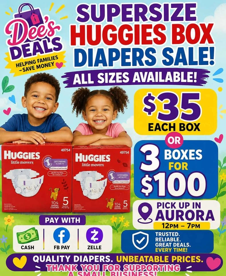 Huge HUGGIES DIAPERS BOXES ONLY $35 OR 3 FOR $100! - photo 2