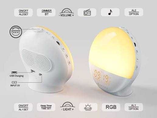 Brand New ecozy Sunrise Alarm Clock, White Noise Sound Machine - photo 3