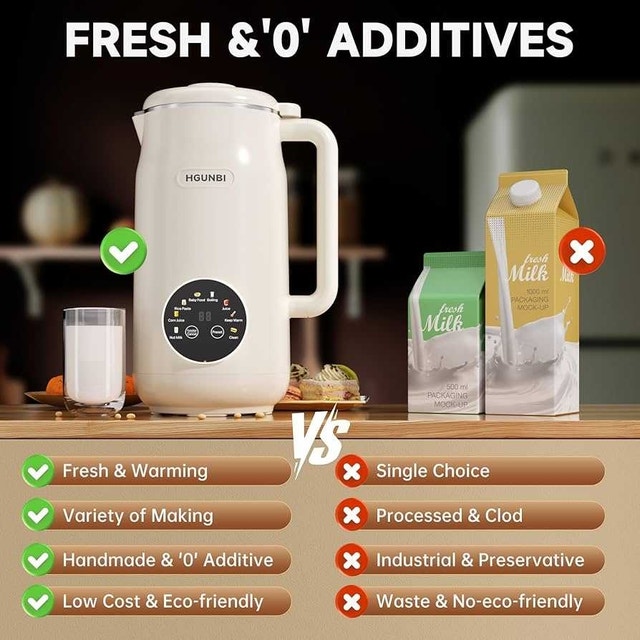 New HGUNBI 8-in-1 Automatic Nut Milk Maker Machine, 50oz - photo 3