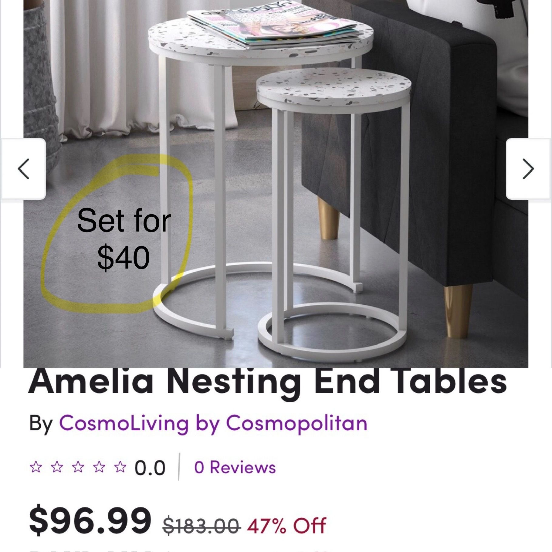 Nesting tables- fixed price