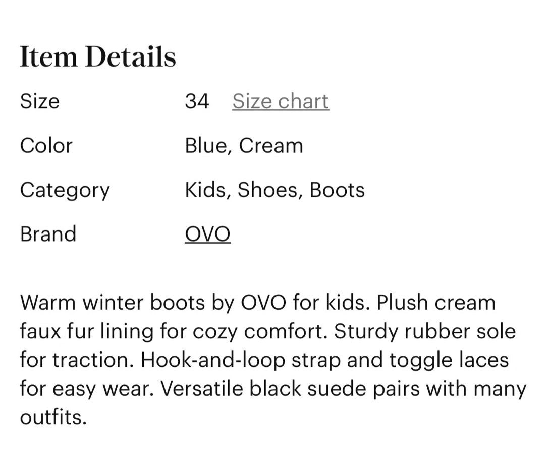 OVO Kids Black Suede Winter Boots with Cream Faux Fur - photo 2