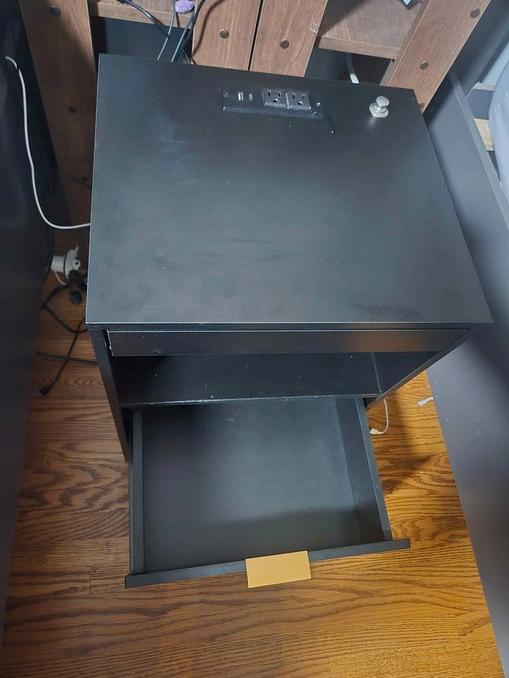 Black Nightstand with LED Lights and Power Outlets - photo 5