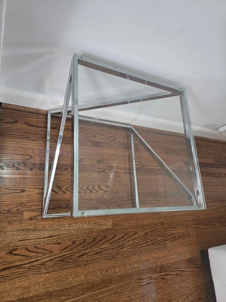 Modern Chrome and Glass Z-Shaped End Table - photo 2