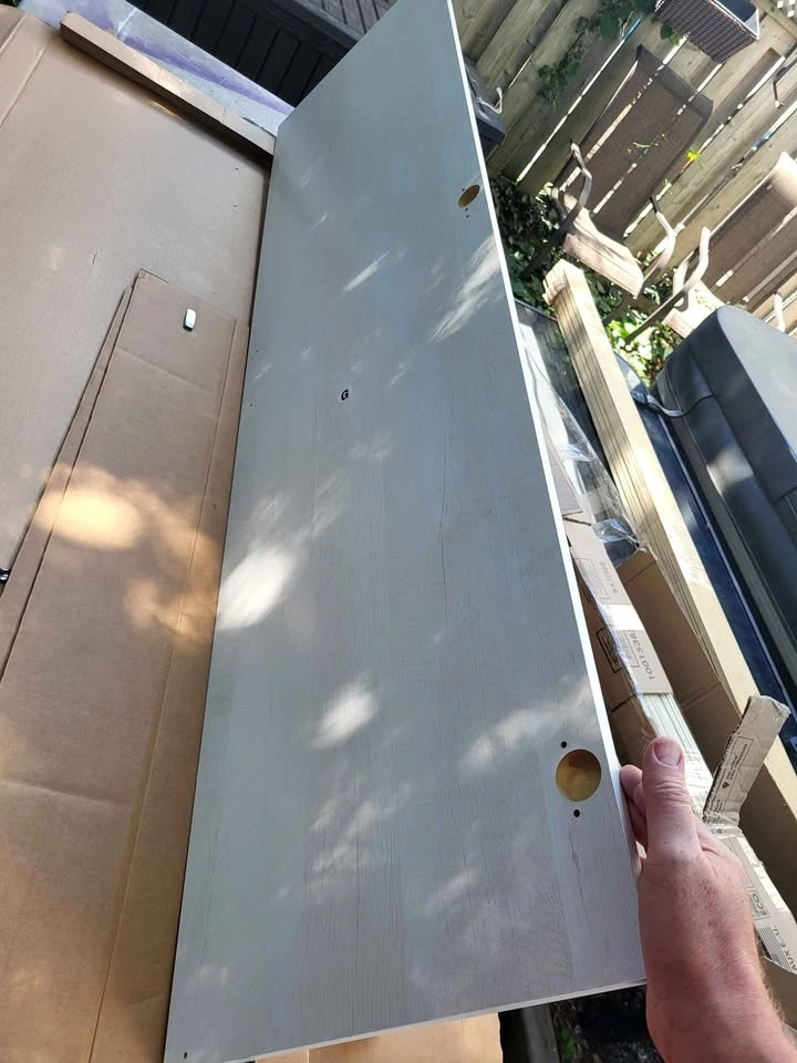White Wood Grain Cabinet Door with Hinges and Handle 70x18.5" - photo 3