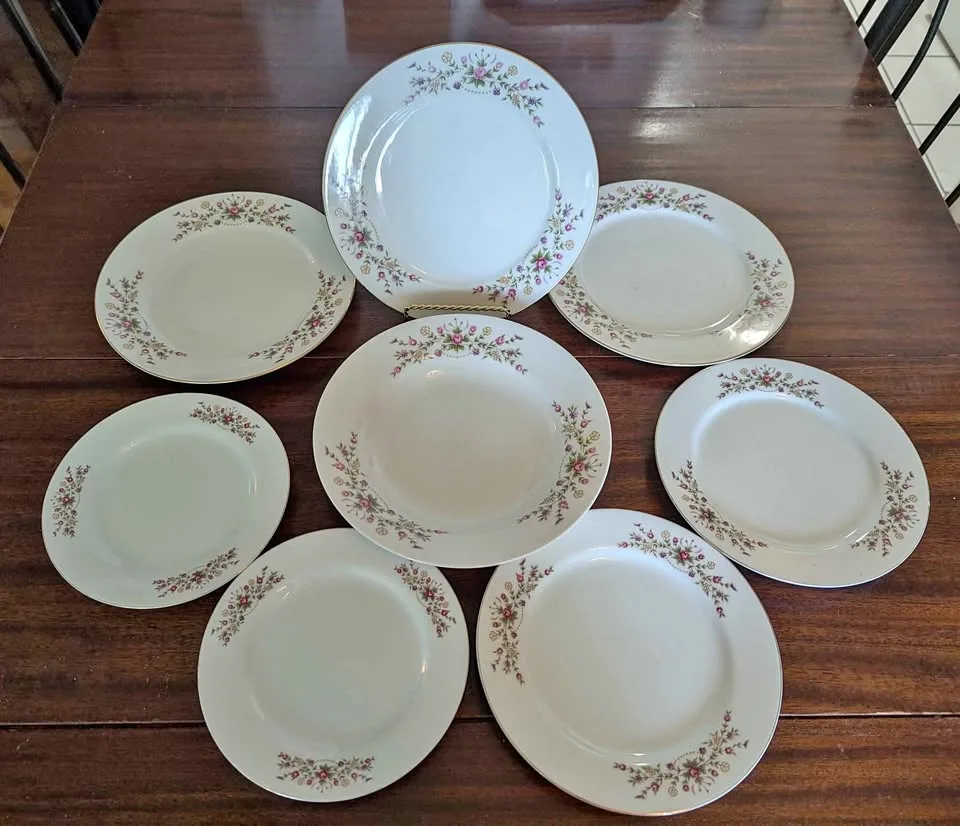 Vintage Fine China Plates w/ Floral Design - MS China, Japan thumbnail