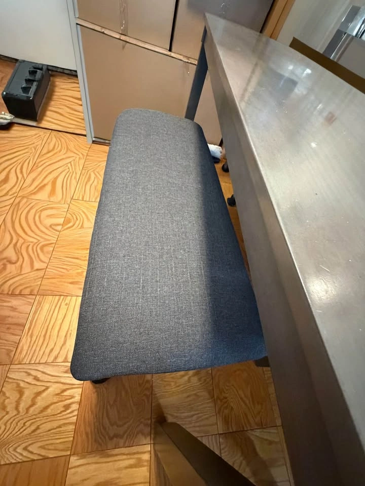 Grey Wood 6 person Dining Table with Bench and 4 Chairs - photo 2