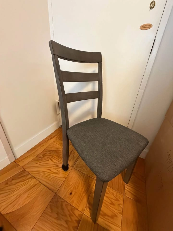 Grey Wood 6 person Dining Table with Bench and 4 Chairs - photo 3