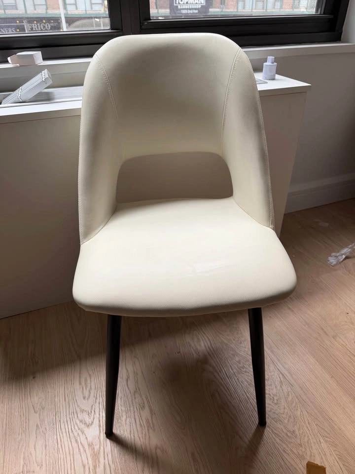 Modern cream leather upholstered dining/accent chair (TWO AVAILA - photo 2