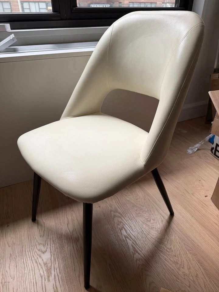 Modern cream leather upholstered dining/accent chair (TWO AVAILA - photo 3