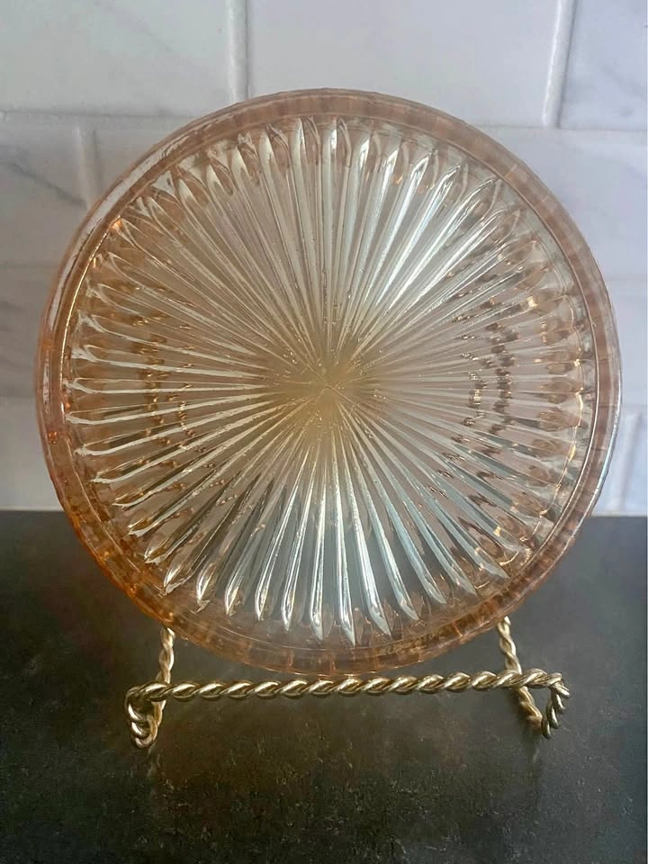 Vintage Jeanette Marigold Carnival Glass Rose Trinket Dish