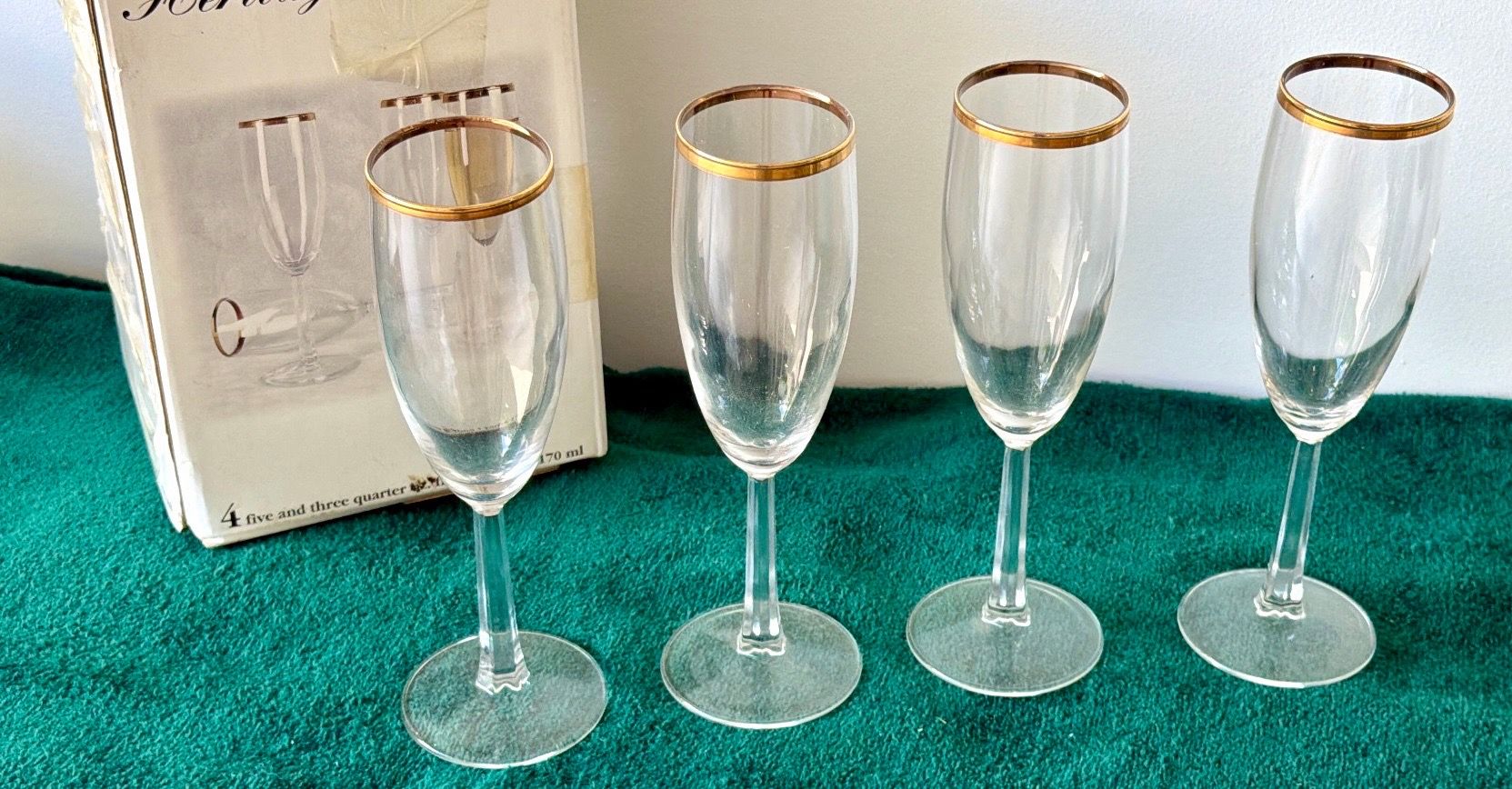 Luminarc Heritage Champagne Flute Glasses - Gold Rim! Set of 4 - photo 2