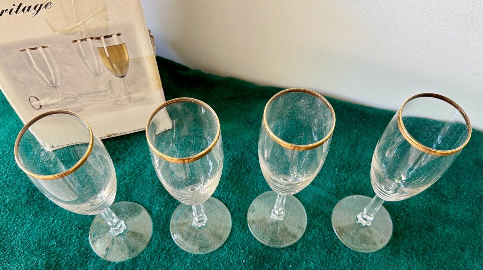 Luminarc Heritage Champagne Flute Glasses - Gold Rim! Set of 4 - photo 3