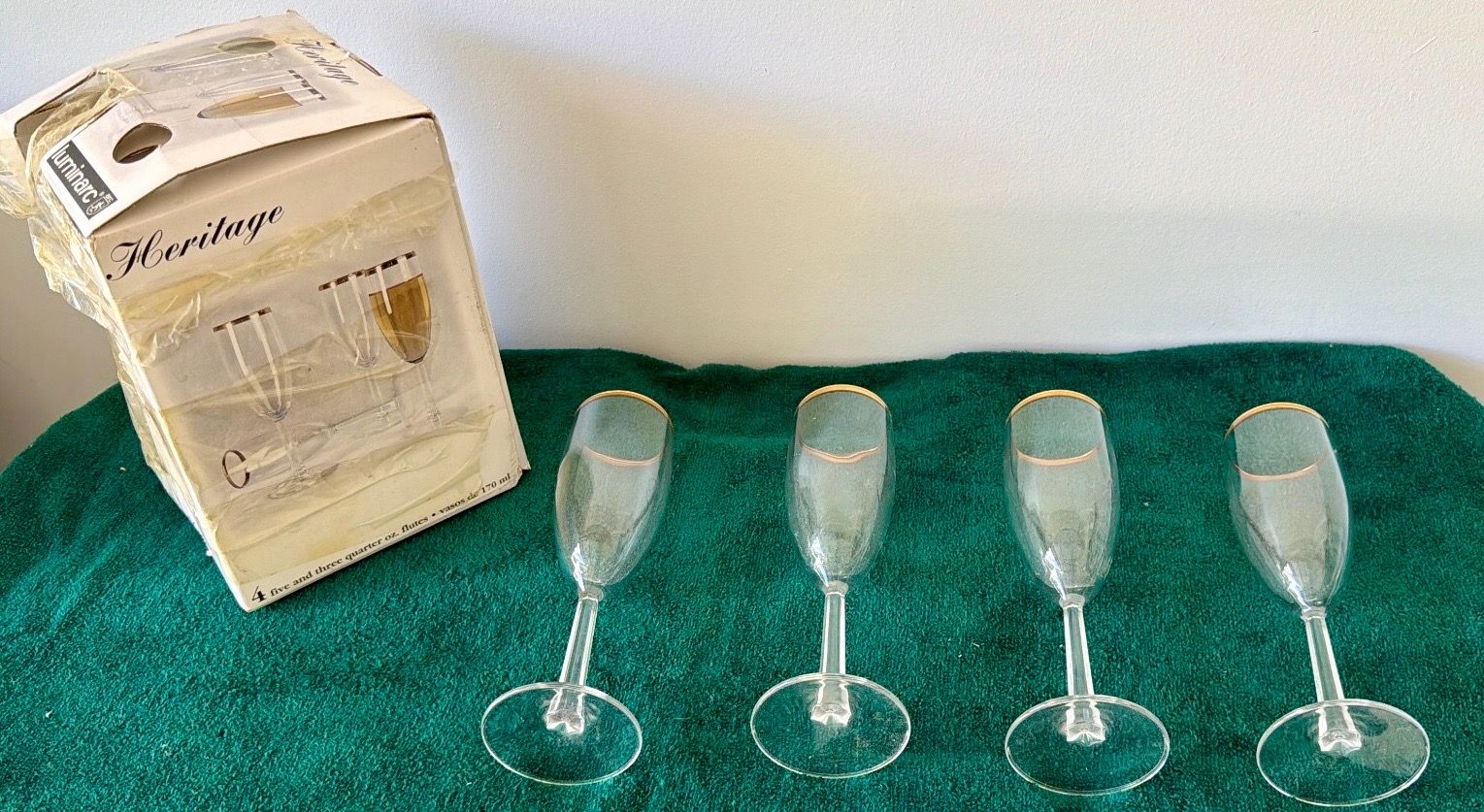 Luminarc Heritage Champagne Flute Glasses - Gold Rim! Set of 4 - photo 5