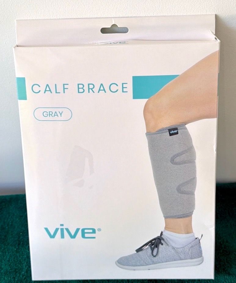 Vive Calf Brace-Gray-Soft with Velcro Closure-New in package.
