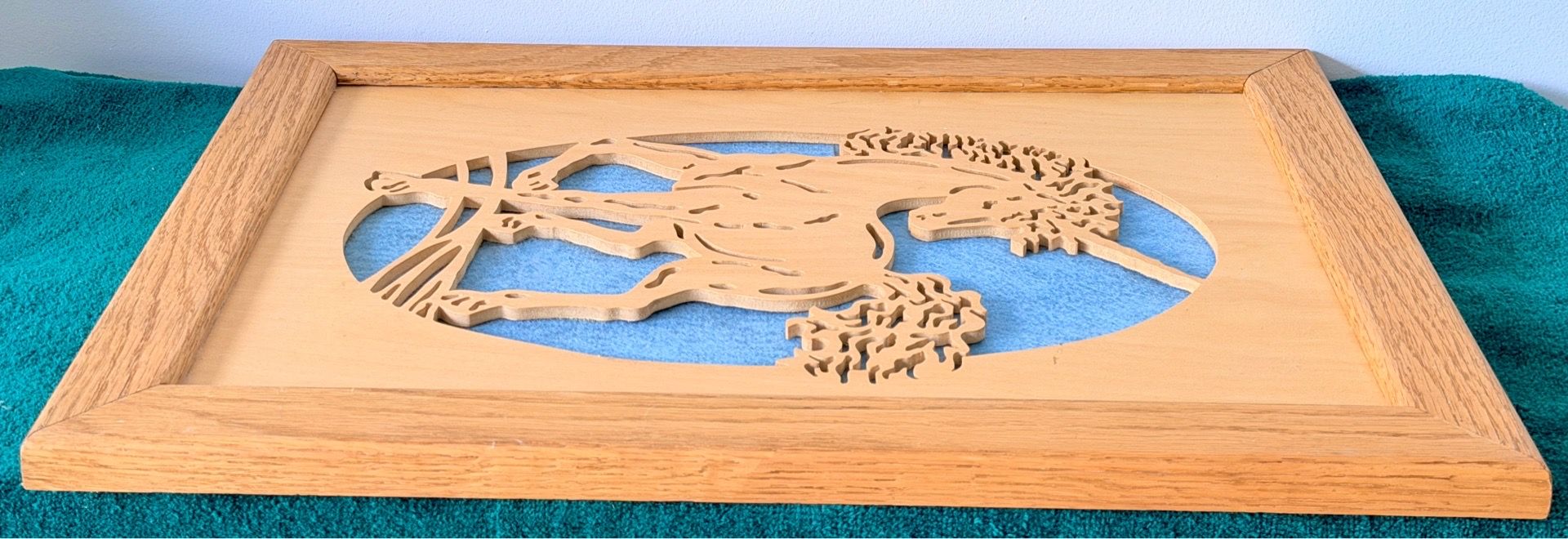 Solid Oak Wood Scroll Saw Unicorn Wall Art 19 x 13 - photo 3