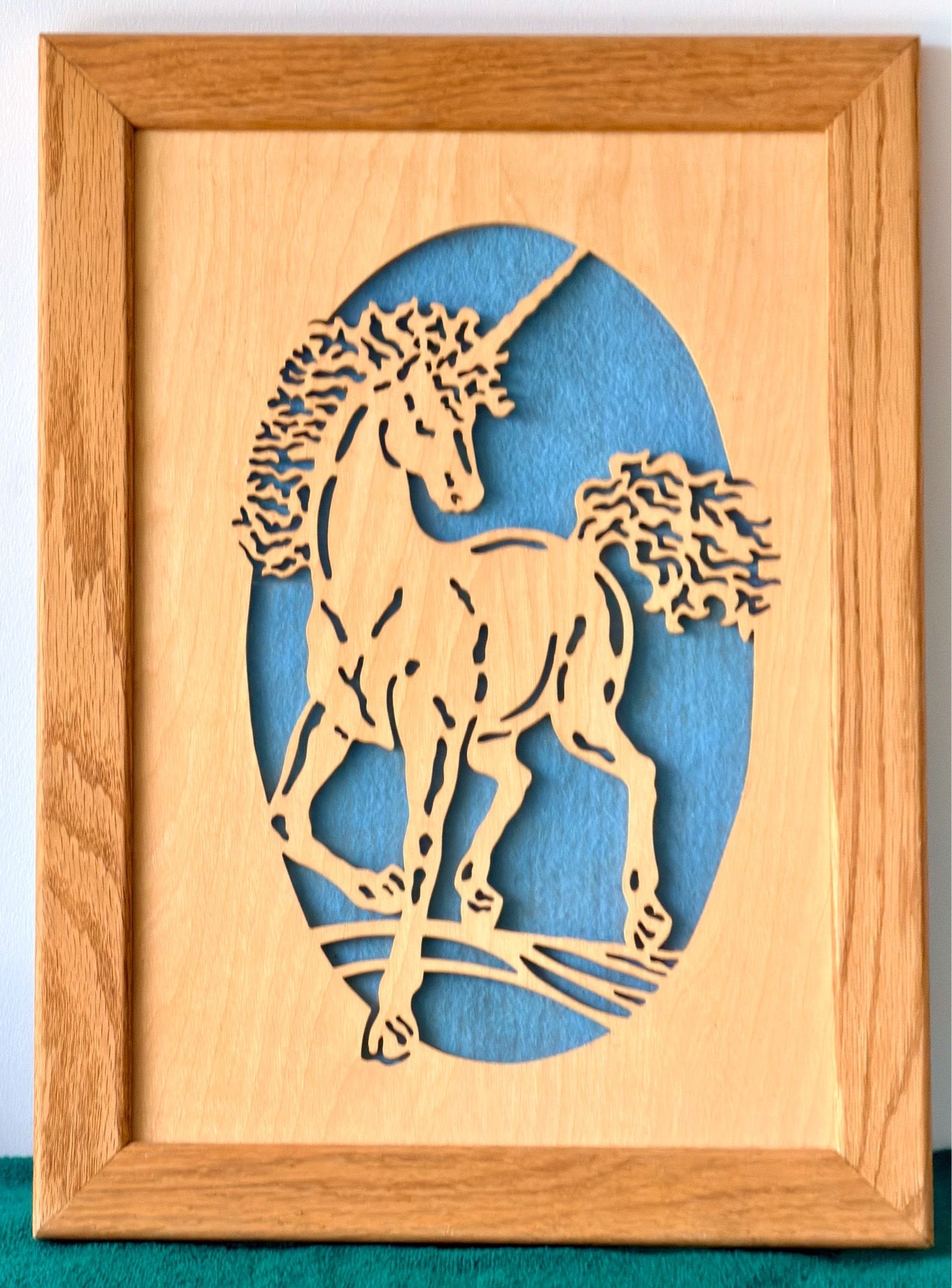 Solid Oak Wood Scroll Saw Unicorn Wall Art 19 x 13 - photo 4