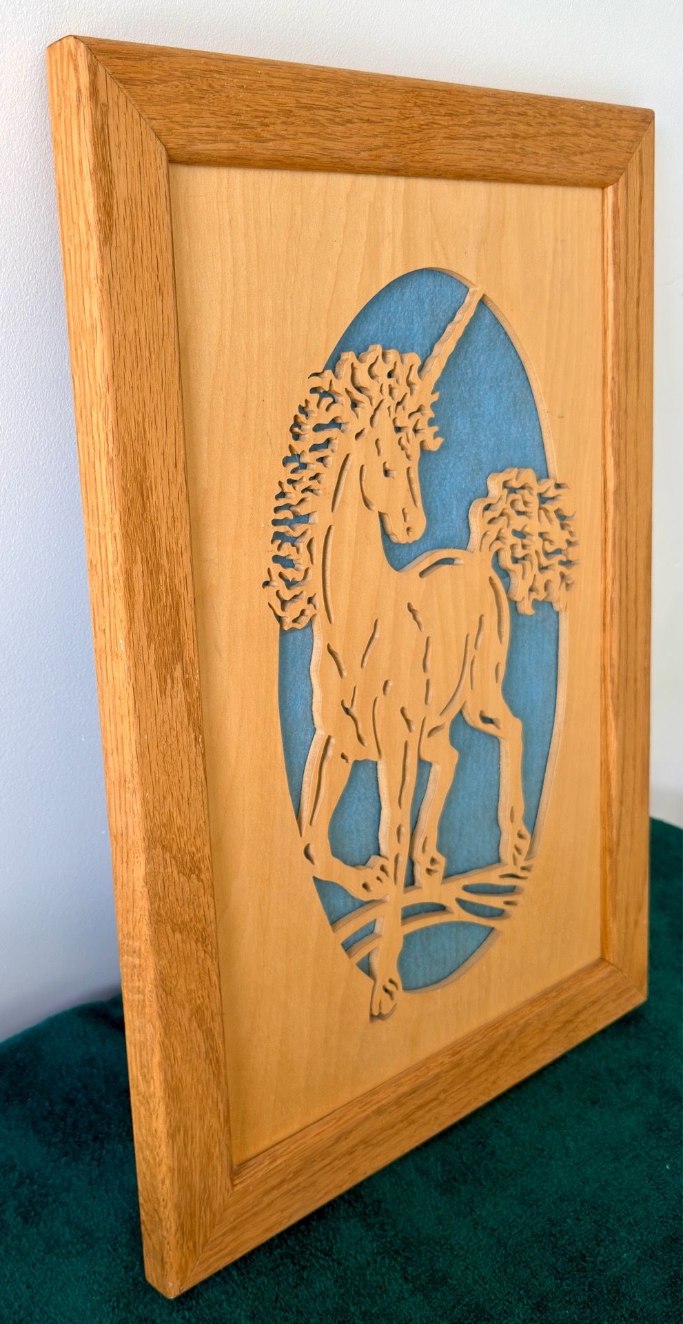 Solid Oak Wood Scroll Saw Unicorn Wall Art 19 x 13 - photo 5